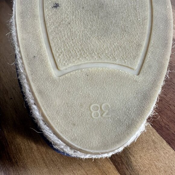 Navy Blue & Beige Juncal Aguirre Espadrille Wedge Sandals With Adjustable Ankle - Picture 8 of 9